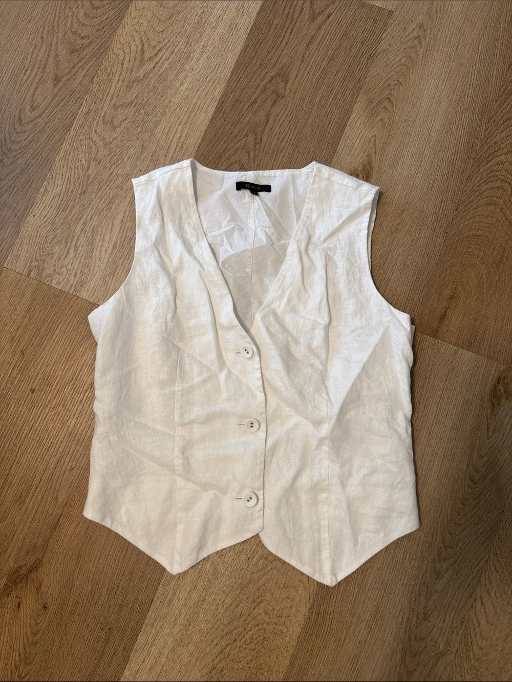 Quince White Linen Button-Front Women's Vest
